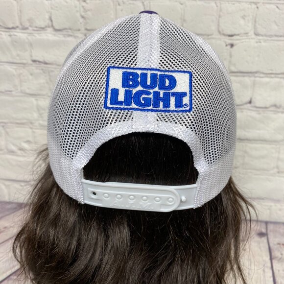 Superbowl LVIII Trucker Hat Mesh Cap Snapback Gray Purple White Bud Light Beer - Picture 3 of 8